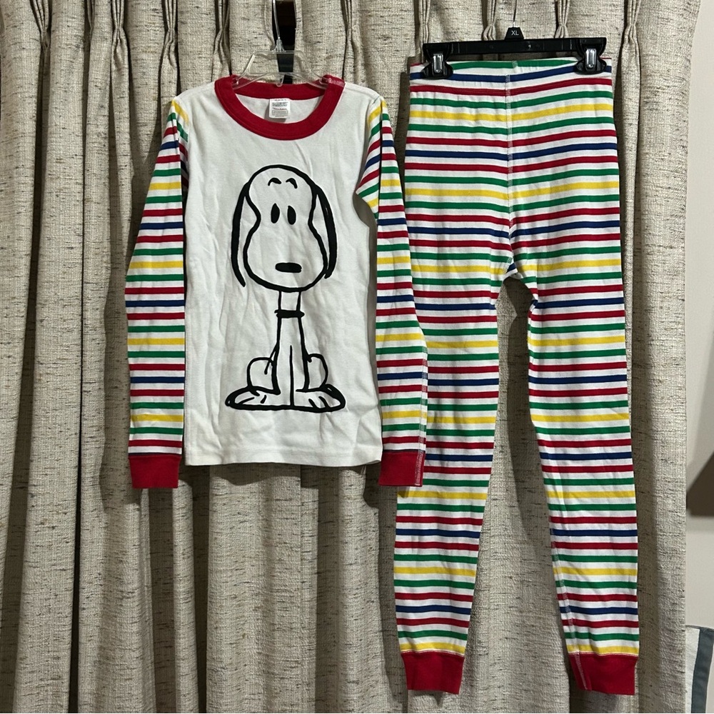 Hanna Andersson Peanuts Snoopy Striped Long John Pajama Set
